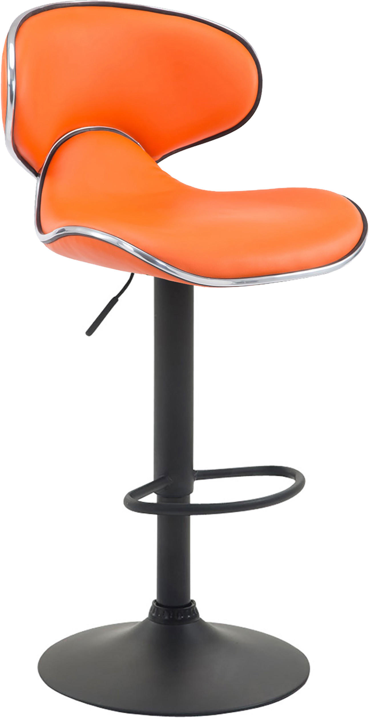 BARHOCKER 2er Set Lederlook orange - Schwarz/Orange, Textil/Metall (46/88/49cm) - CLP