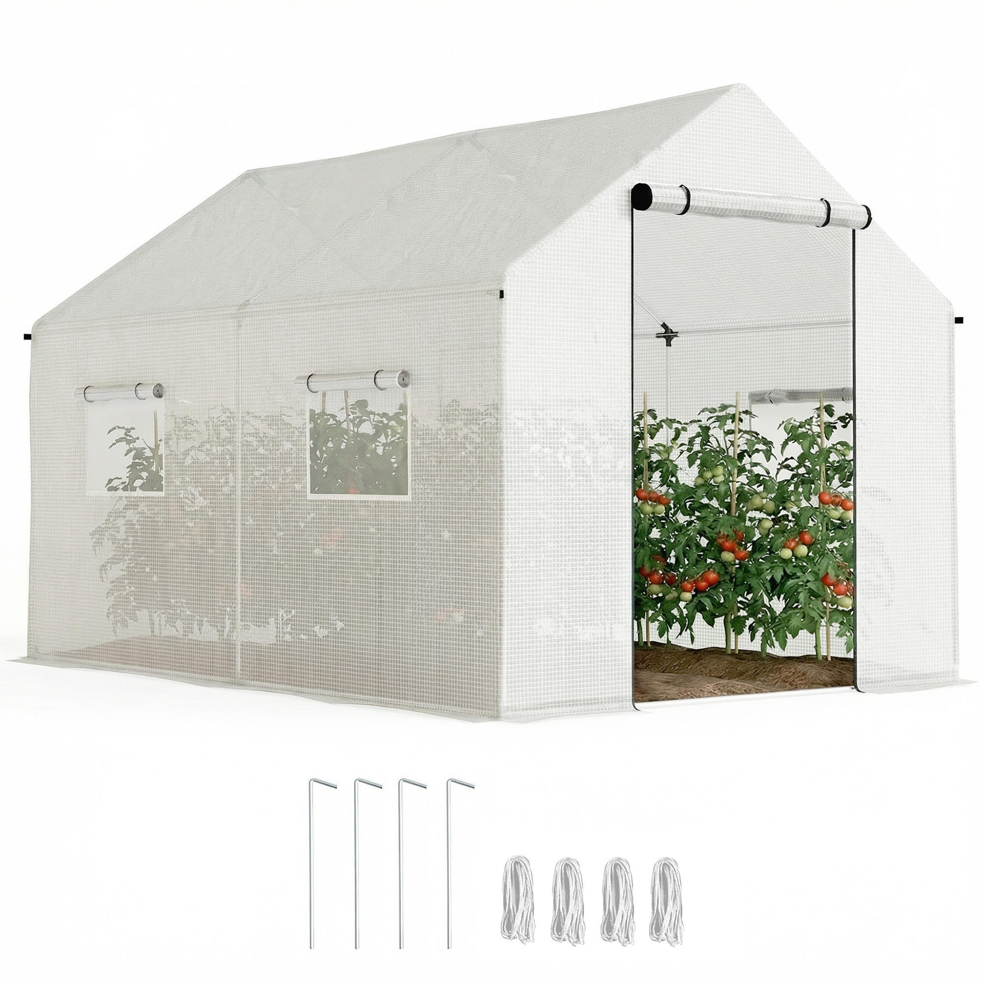 GEWÄCHSHAUS DE-11971 6 m² mit Tür & 4 Fenstern Weiß - Weiß, Kunststoff (300/200/200cm) - ComfortXL