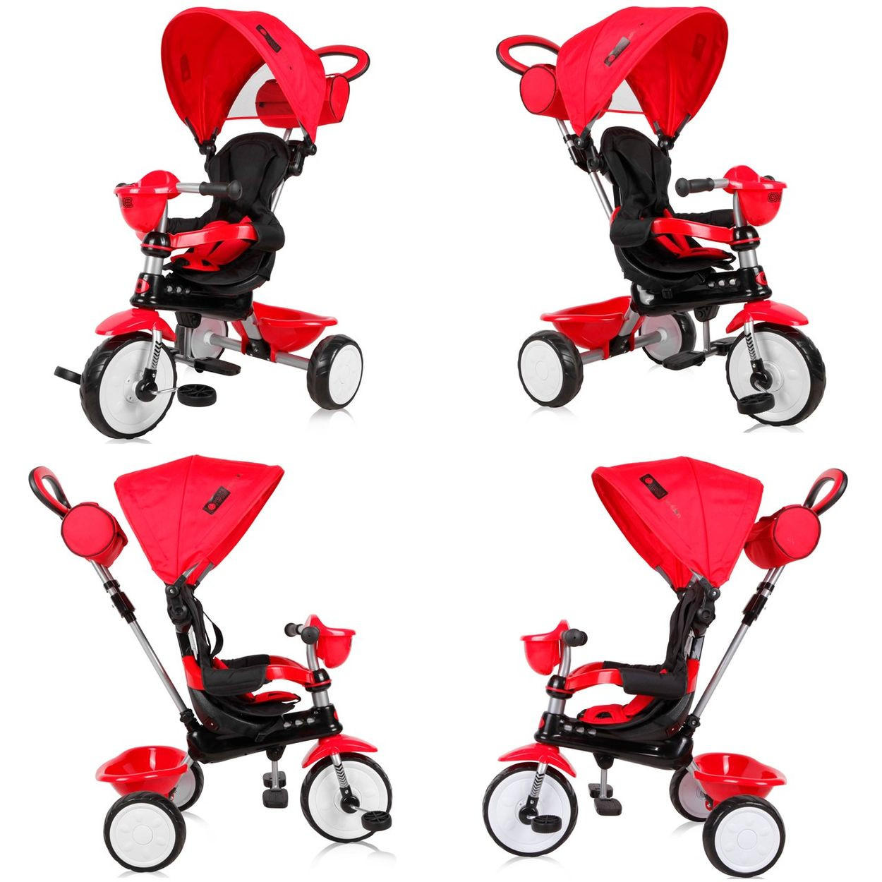 DREIRAD One 3 in 1 rot EVA-Reifen Schiebestange Anti-Rutsch Pedale umbaubar - Rot, Metall (70/50/96cm) - Lorelli