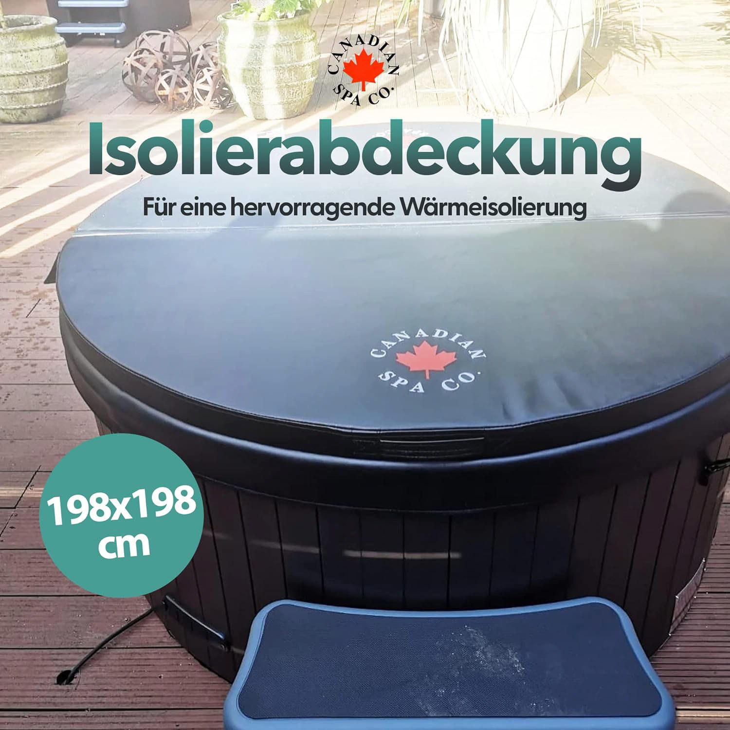 WHIRLPOOL ISOLIERABDECKUNG Braune runde Whirlpool-Abdeckung - Braun, Leder (198/198cm) - Canadian Spa Company