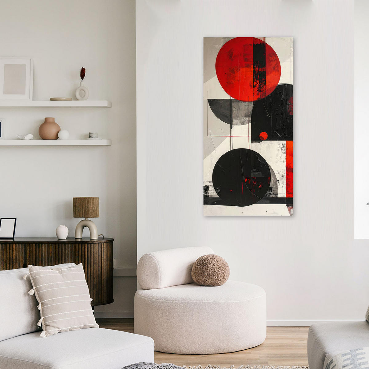 LEINWANDBILD 3D und geometrisch 50x100cm - Rot, Textil (50/100cm) - Feeby