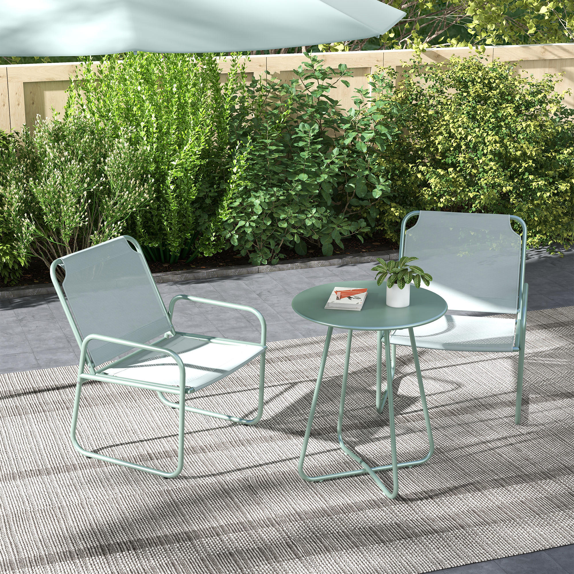 GARTENMÖBEL Set, Stahl, Mesh, Grün - Grün, Textil/Metall - Outsunny