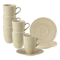 HENKELBECHER MIT UNTERTASSEN Beat Color Glaze Sandbeige 350 ml 6er Set - Beige, Keramik (16.7/12.8/16.7cm) - Seltmann Weiden