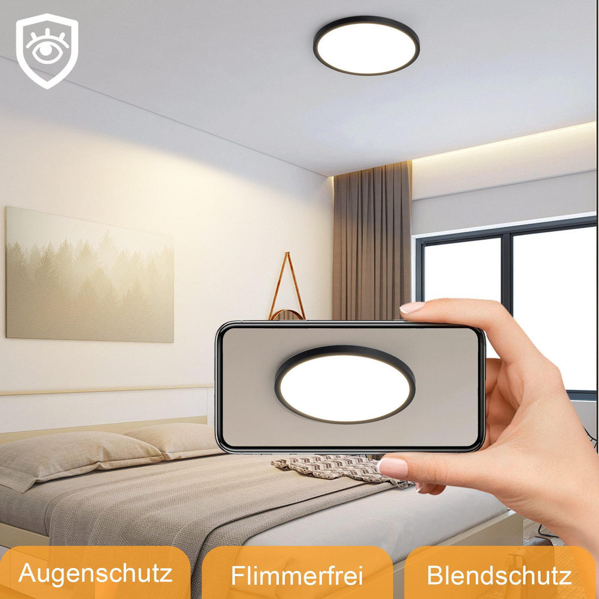 LED-DECKENLEUCHTE Lind 22/22/2.6cm - Schwarz, Kunststoff (22/22/2.6cm) - Nettlife