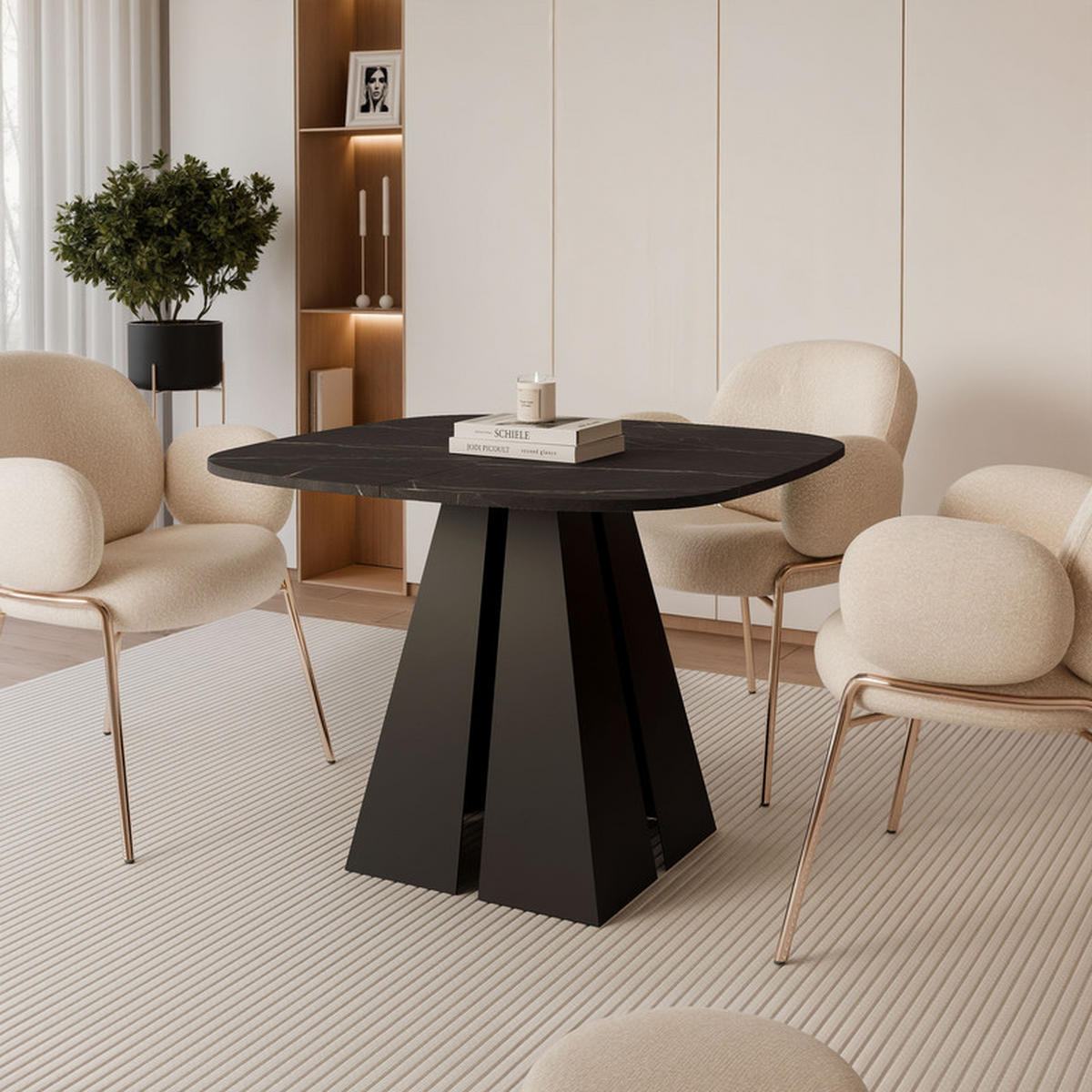 AUSZIEHTISCH ZELO 120/60/76 cm, Schwarz / Grigia Pietra (Steingrau) - Schwarz/Grau, Holzwerkstoff/Metall (60/120/76cm) - Idohome