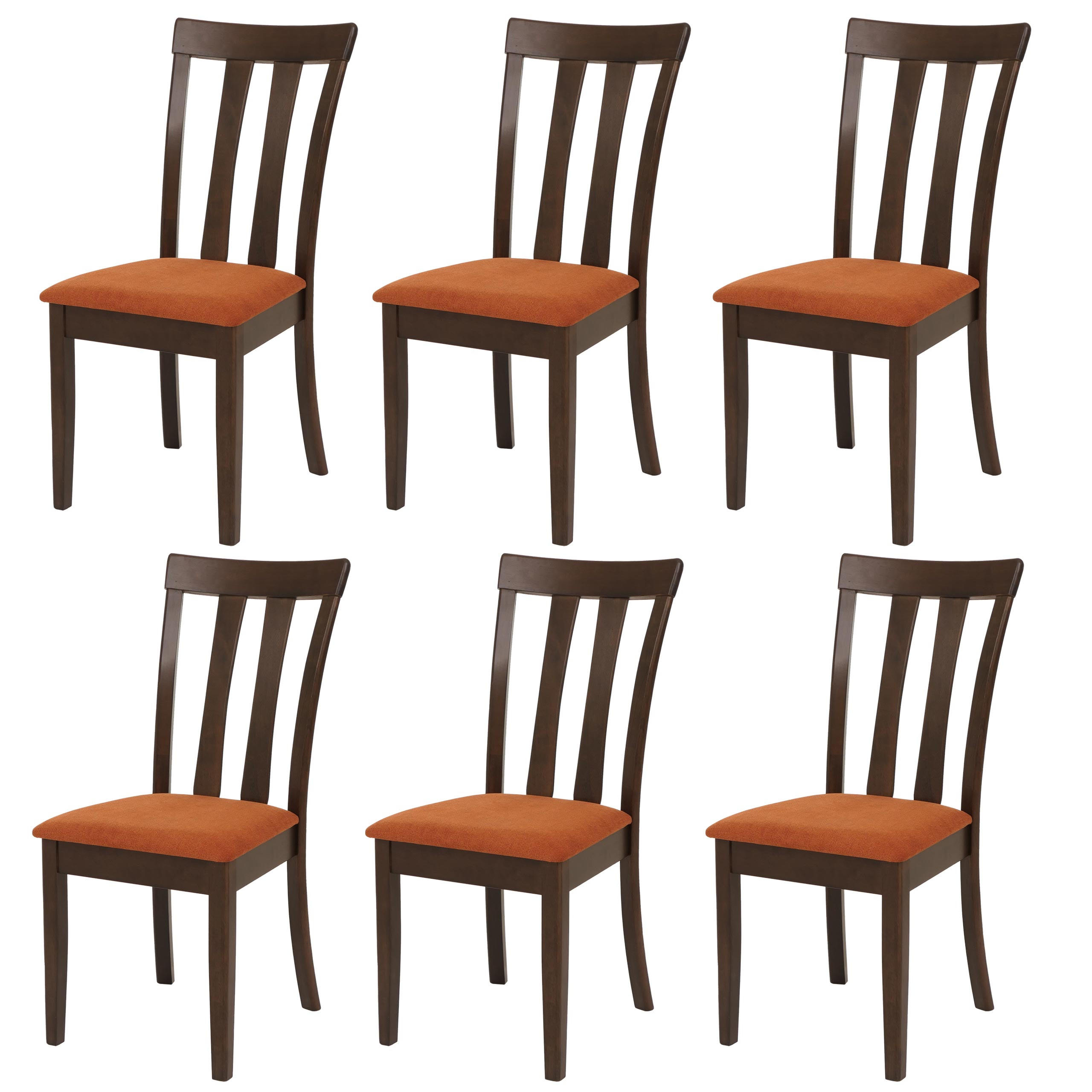 ESSZIMMERSTUHL Orange, Dunkelbraun 6er-Set - Dunkelbraun/Orange, Holz (42/96/58cm) - MCW