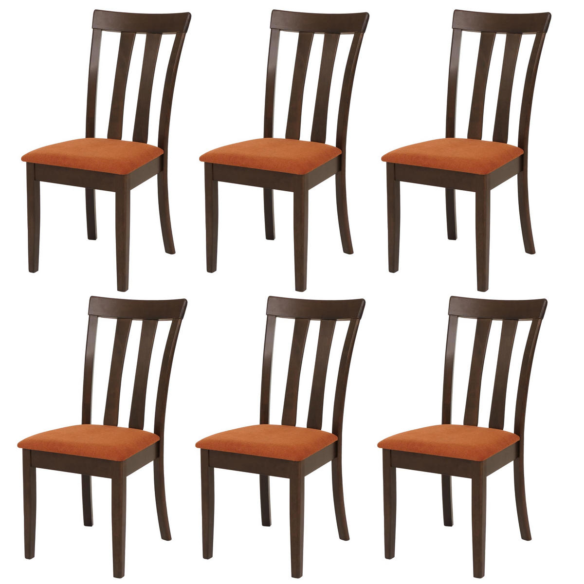 JEDÁLENSKÁ stolička Orange, tmavohnedá, sada 6 ks - oranžová/tmavohnedá, drevo (42/96/58cm) - MCW
