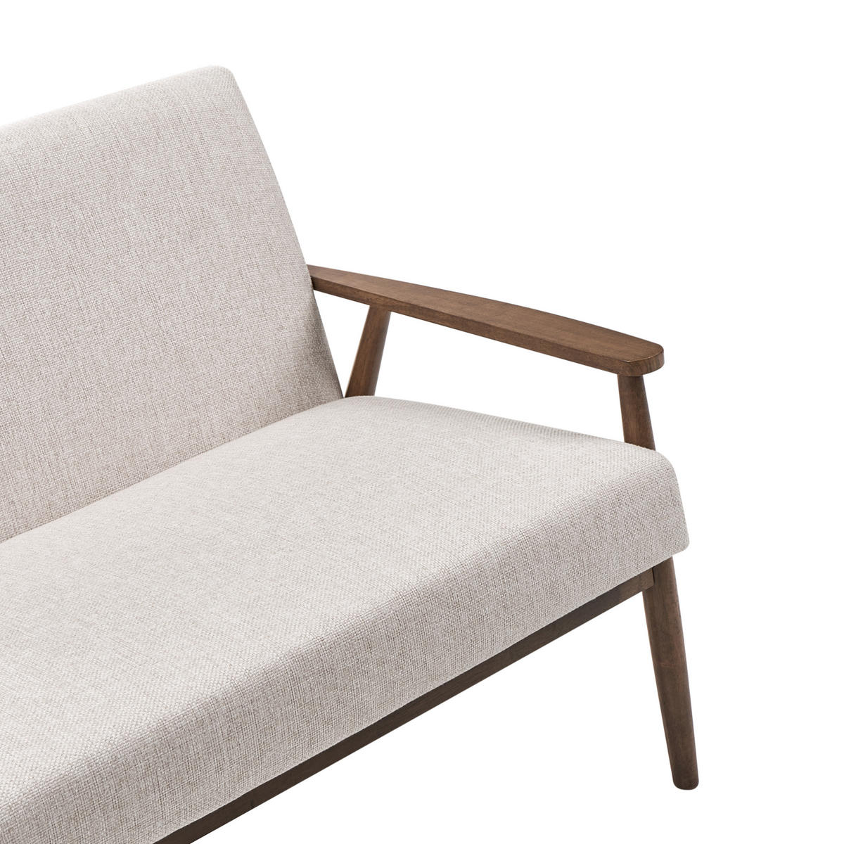 SOFA 2-Sitzer Dunkelbraun/Beige Esrum - Beige/Dunkelbraun, Holz/Textil (111/79/72cm) - Beliani