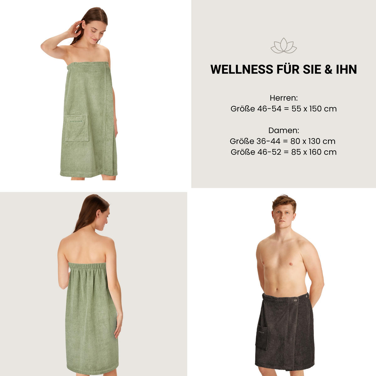 SAUNAKILT Turin Damen - 36-44 - Grün - Grün, Textil (80/130cm) - SCHIESSER