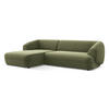 ECKSOFA Links Samt Stoff Grün - Schwarz/Olivgrün, Kunststoff/Textil (156/280cm) - Makamii