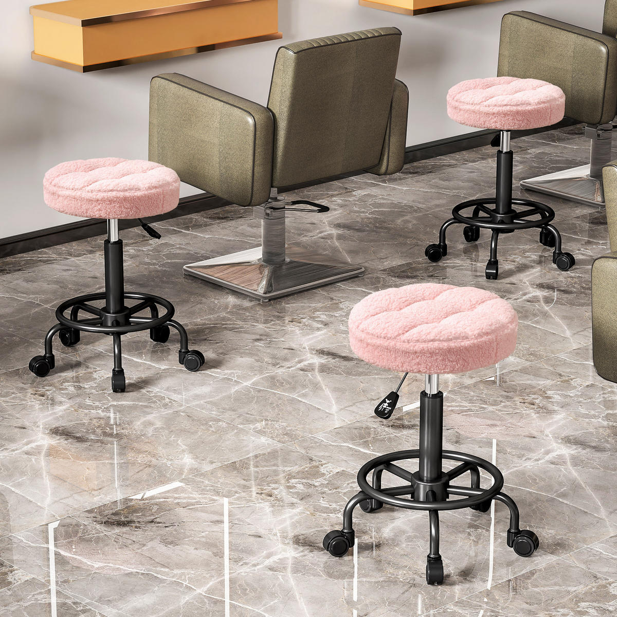 DREHHOCKER DE-09825 höhenverstellbar, 360° drehbar Rosa - Pink, Metall (50/66/50cm) - ComfortXL