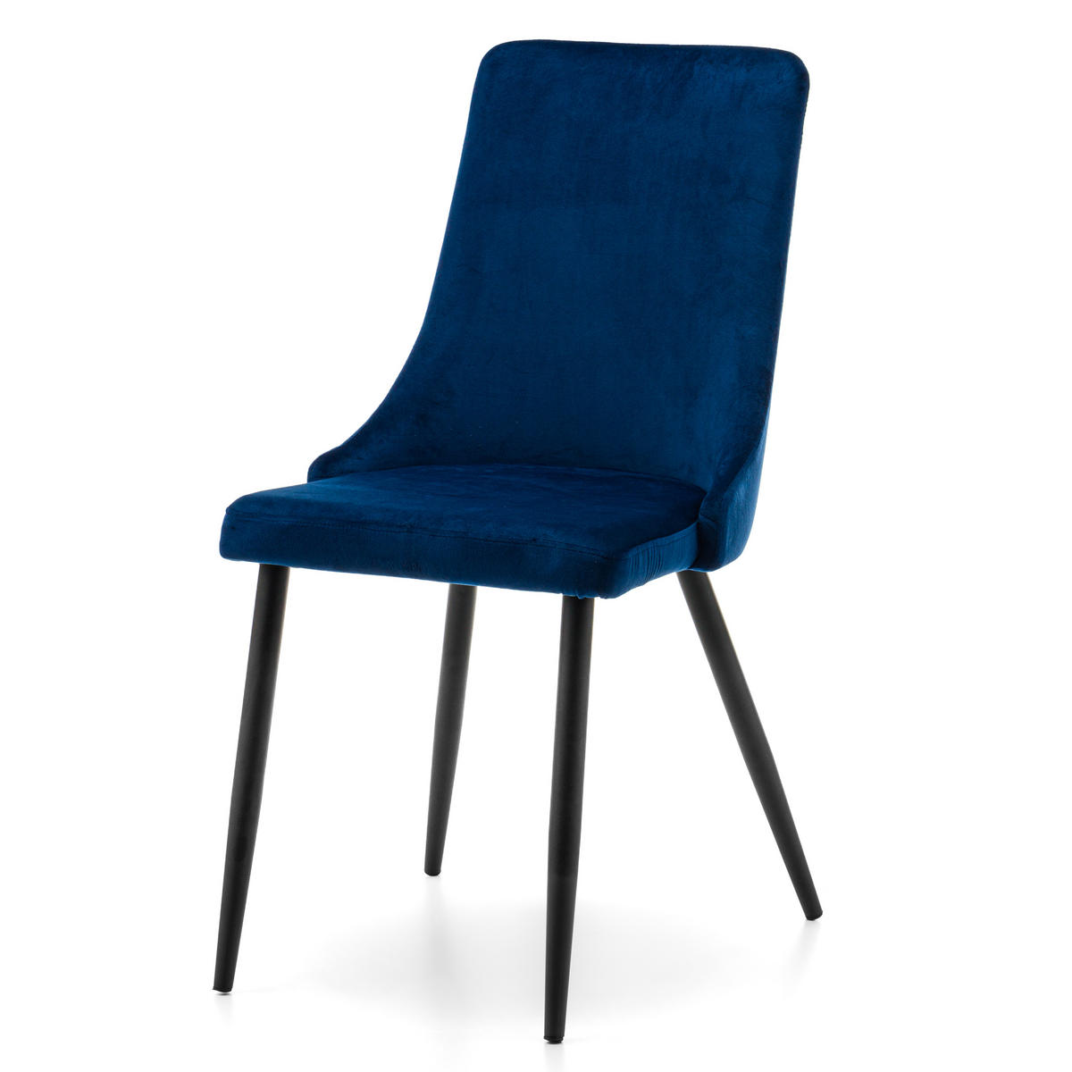 STUHL UNO gepolstert - dunkelblau - Samt Velours - Schwarz/Dunkelblau, Textil/Metall (48/95/57cm) - NEW HOME