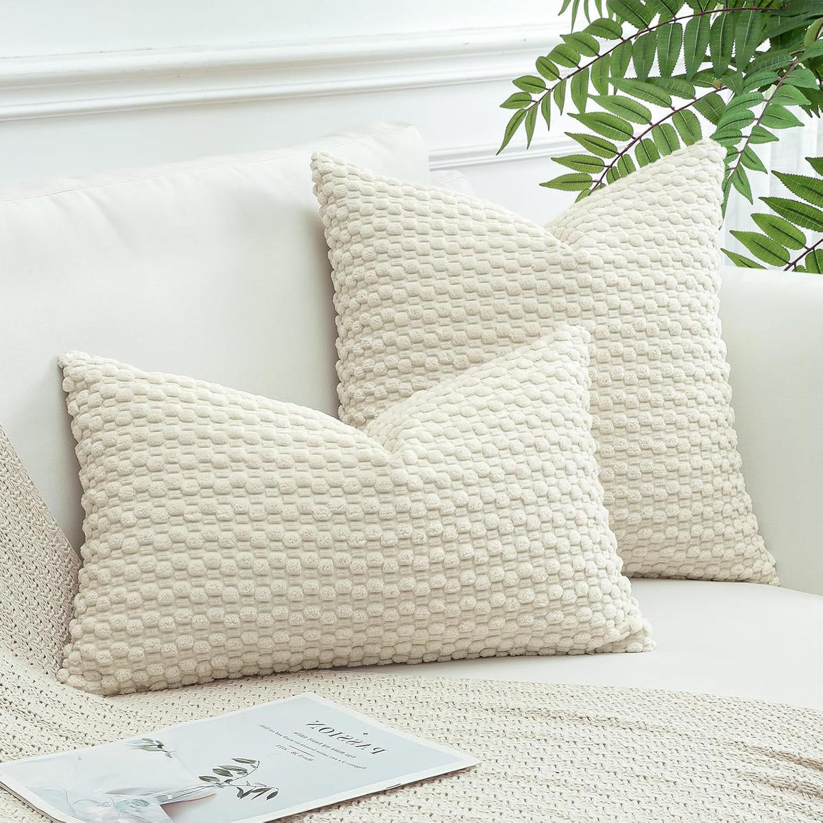 KISSENBEZUG – ohne Füllung – weiß – 45 x 45 cm – 2 Stück - Weiß, Textil (45/45cm)