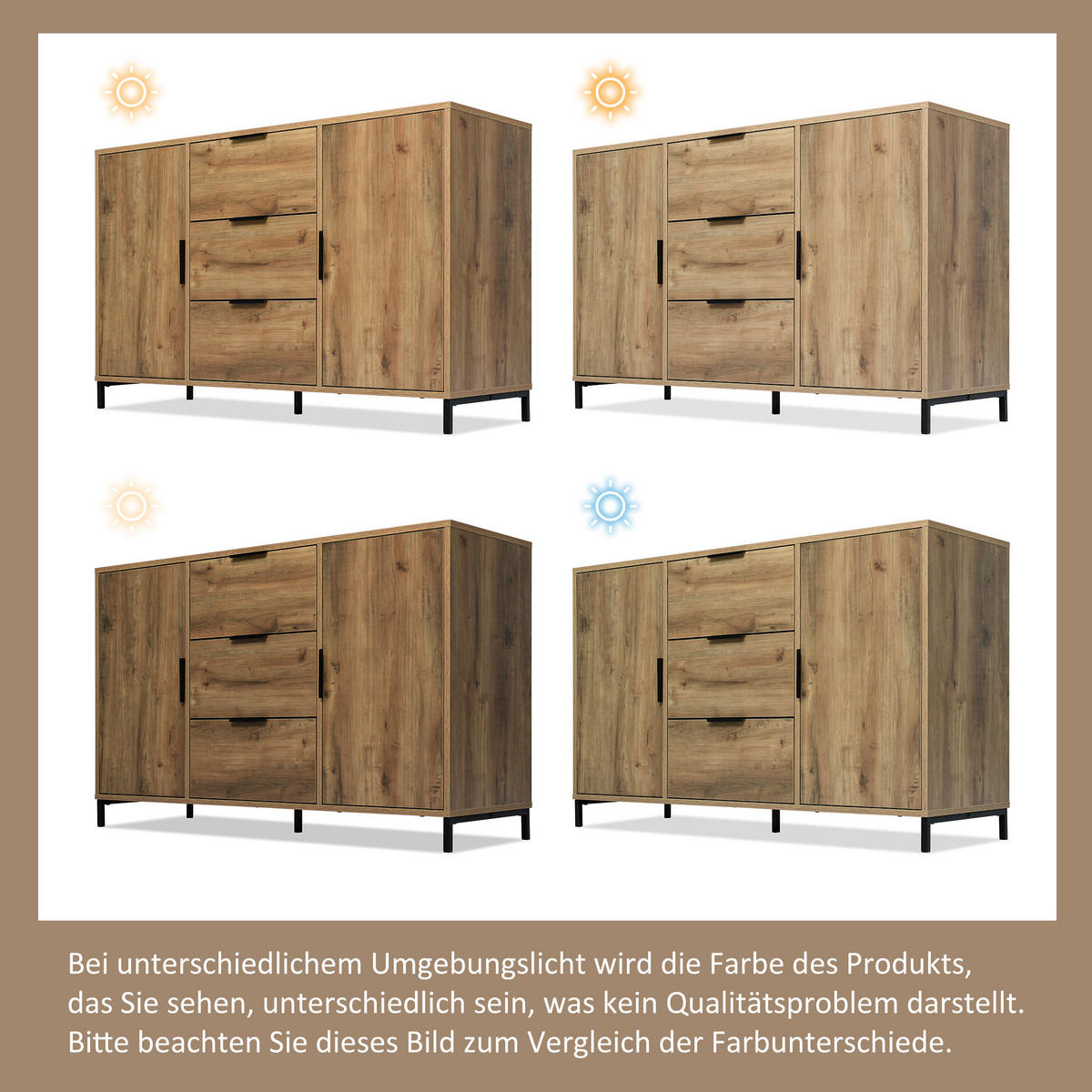 KOMODA tmavý dub, 2 dvířka, 3 zásuvky, do obývacího pokoje a ložnice, 120×40×76 cm - černá/barva dubu, kov/kompozitní dřevo (120/76/40cm) - STILVORA