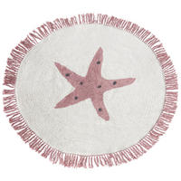 KINDERTEPPICH Stars 120/120 cm - Pink/Weiß, Textil (120/120cm) - Beliani