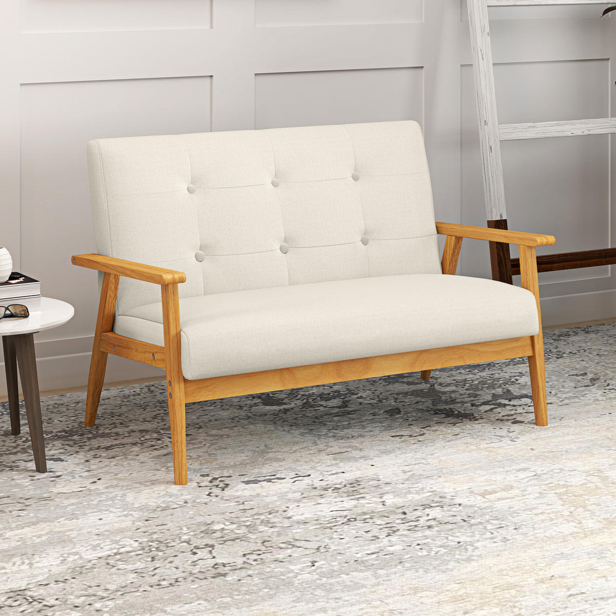 SOFA, 2-Sitzer, 115cm, skandinavisch, gesteppt, beige - Multicolor, Holzwerkstoff (115/73/66.5cm) - FORIOUS