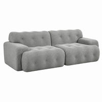 SOFA 2-Sitzer 224 x 104 x 66 cm Stoff Grau - Hellgrau, Holzwerkstoff (104/66/224cm) - Meubliv