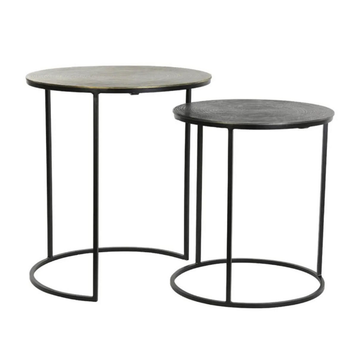 BEISTELLTISCH PRIMO Ø49x52 cm, 2er Set, Schwarz-Bronze - Bronzefarben, Metall (49/49/52cm) - Light & Living