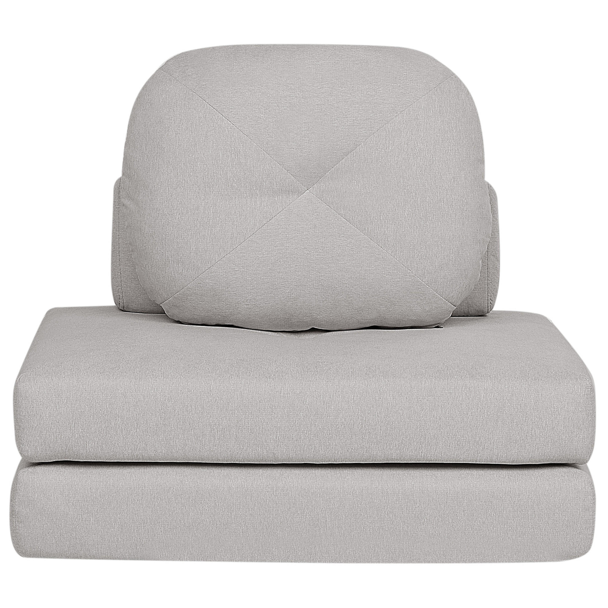 1-SITZER BODENSOFA Stoff hellgrau mit Schlaffunktion Olden - Grau, Textil (81/54/91cm) - Beliani