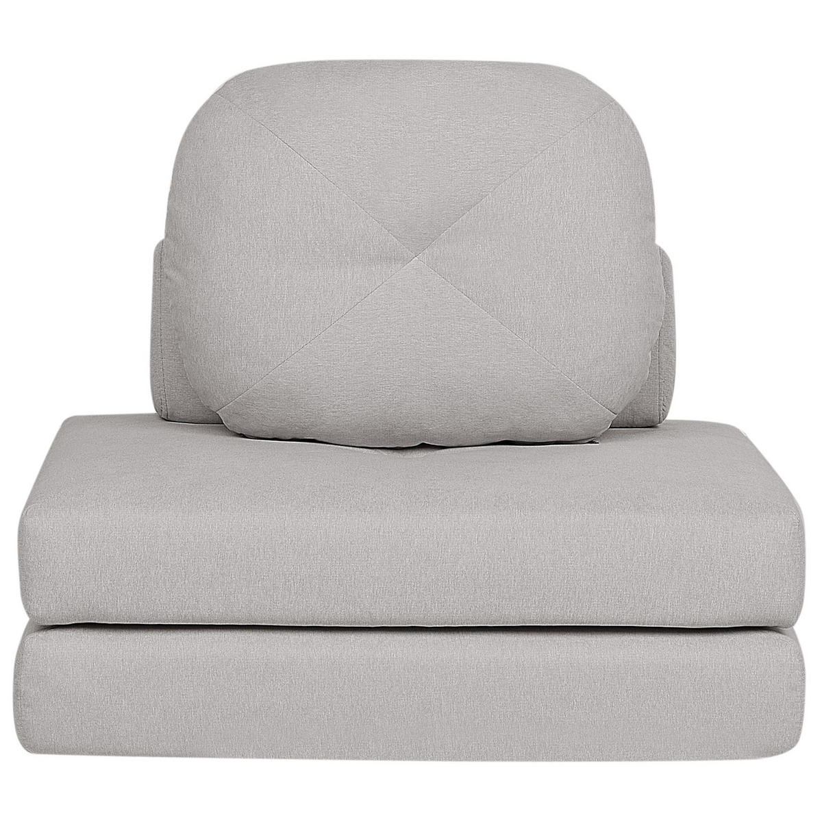 1-SITZER BODENSOFA Stoff hellgrau mit Schlaffunktion Olden - Grau, Textil (81/54/91cm) - Beliani