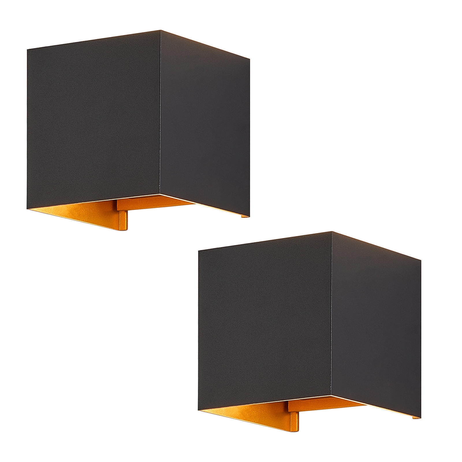 LED WANDLEUCHTE Inspiration 2er-Set - Schwarz, Metall (10/10/10cm) - Nettlife