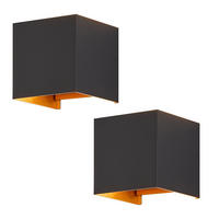 LED WANDLEUCHTE Inspiration 2er-Set - Schwarz, Metall (10/10/10cm) - Nettlife