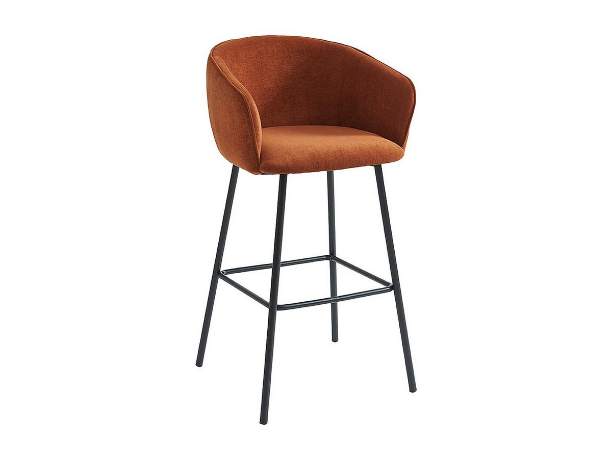 BARHOCKER 2er-Set - Stoff & schwarzes Metall - Terracotta - LAZONI - Braun, Textil (54/101/52cm) - Pascal Morabito