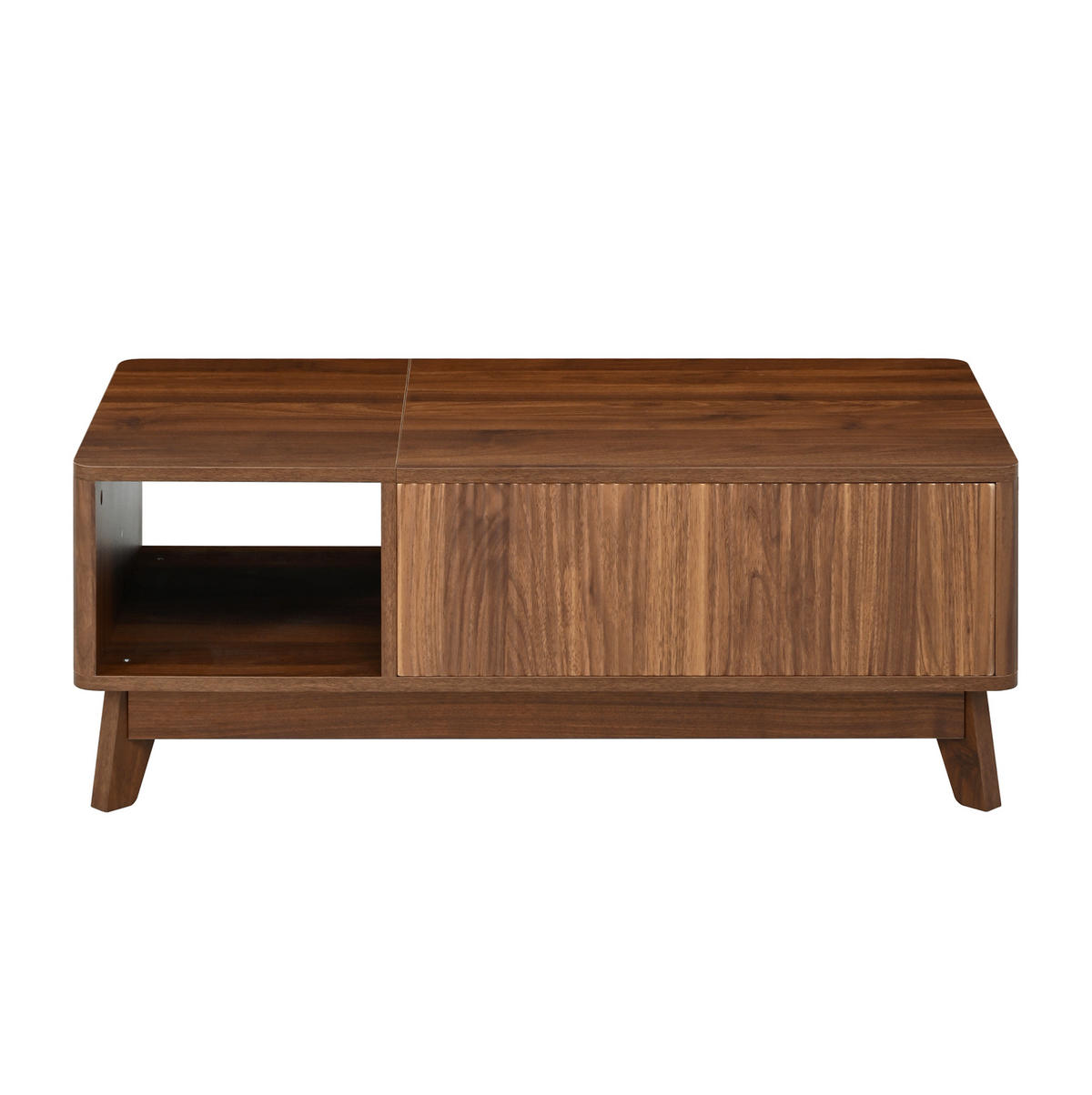 COUCHTISCH 95/48/50 cm mit höhenverstellbarer Tischplatte und Stauraum, Wellenoptik, Nussbaum - Walnussfarben, Holzwerkstoff (95/48/50cm) - Redom