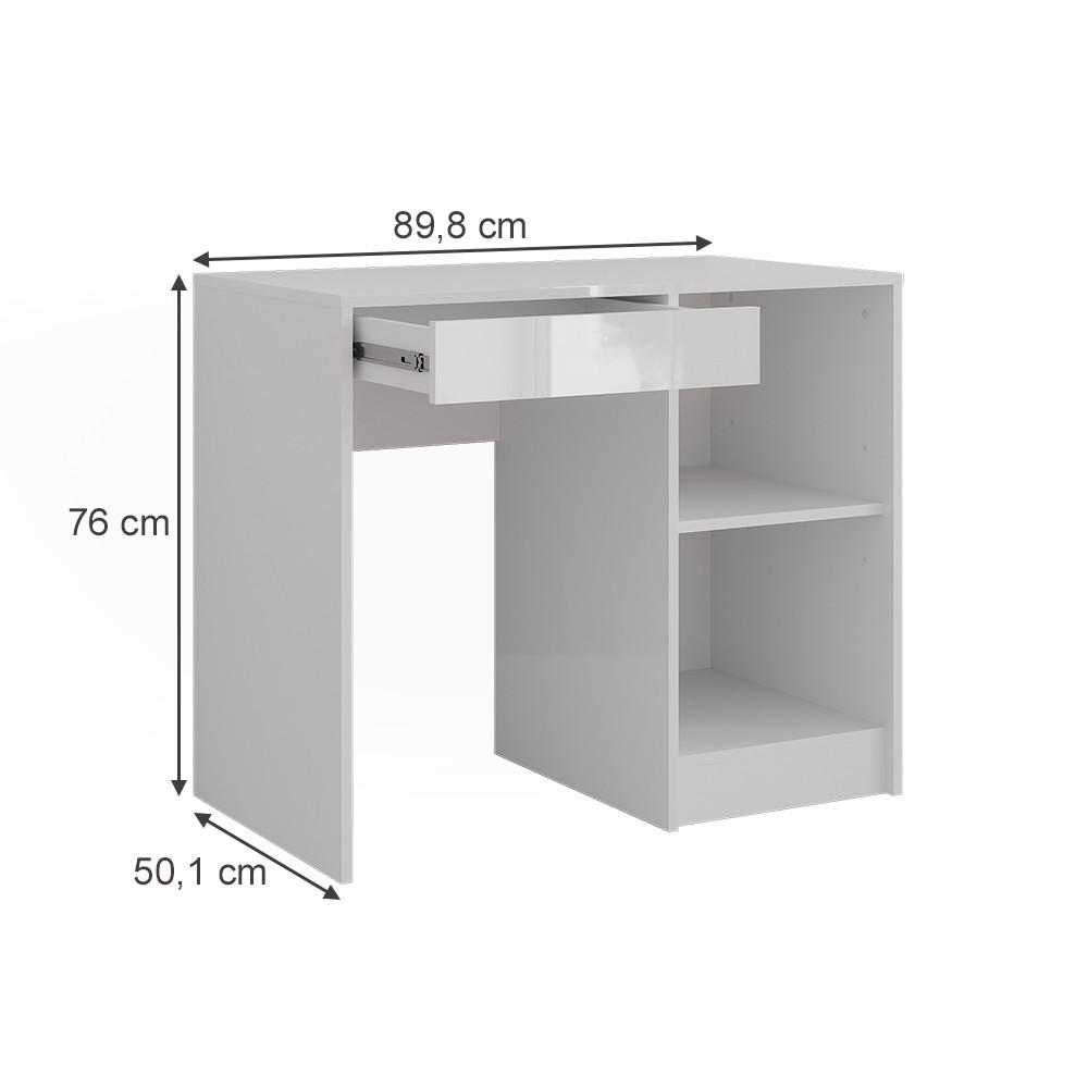 SCHMINKTISCH Sherry Weiß/Weiß Hochglanz 89.8 cm - Weiß Hochglanz, Holzwerkstoff (89.8/76/50.1cm) - Vicco