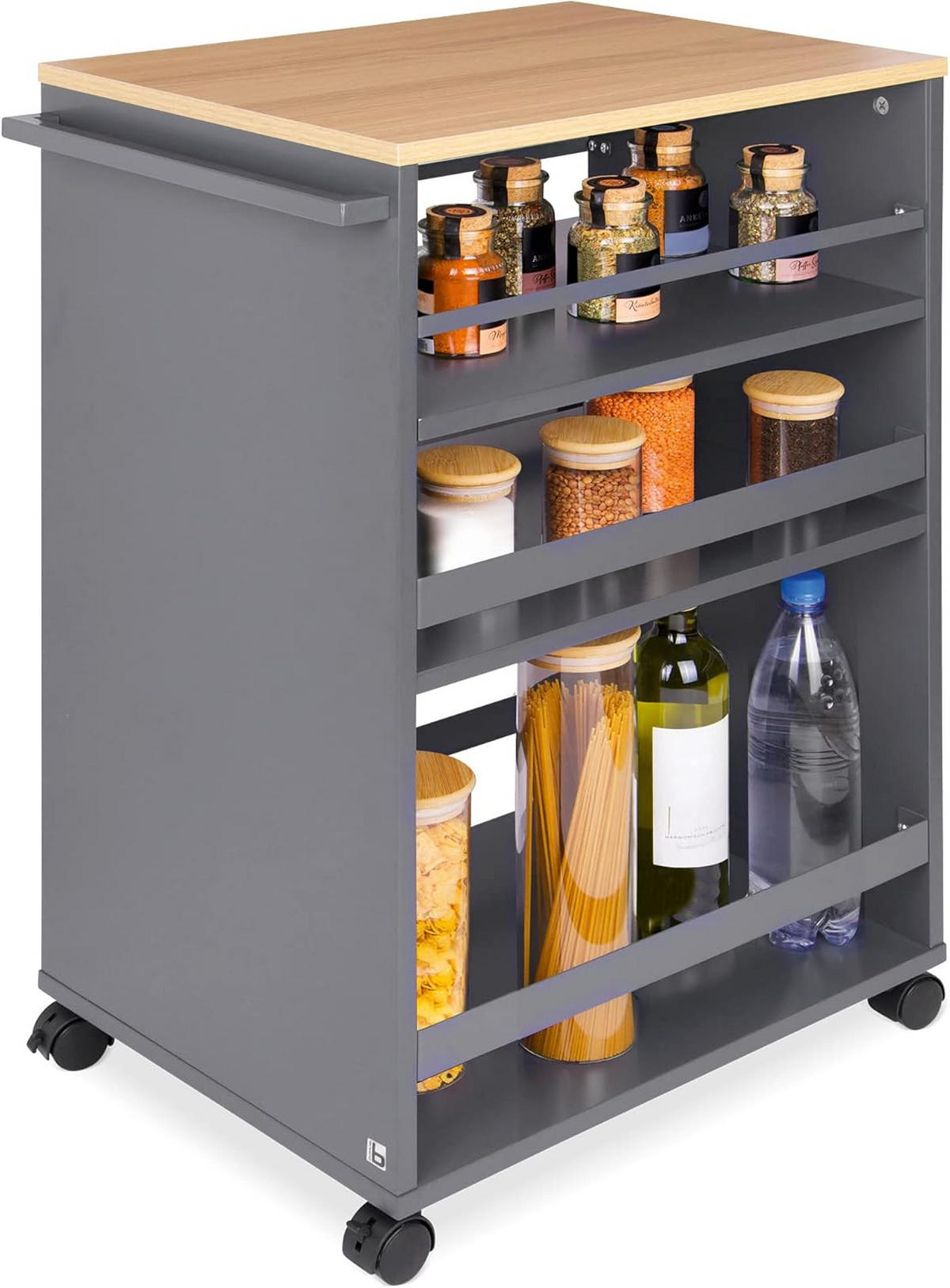 UNIVERSALWAGEN Bengt Anthrazit-Eiche - Rostfarben/Anthrazit, Naturmaterialien/Metall (38/79/50cm) - BoMoe