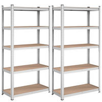 REGALE mit 5 Regalebenen und verstellbaren Brettern - H180 cm - Set aus 2 - Grau, Holzwerkstoff (40/180/90cm) - Calicosy