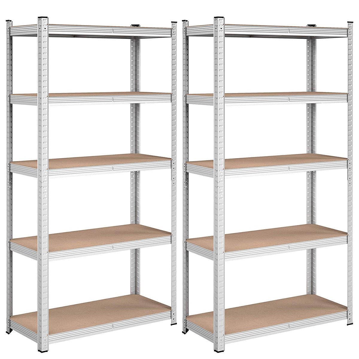 REGALE mit 5 Regalebenen und verstellbaren Brettern - H180 cm - Set aus 2 - Grau, Holzwerkstoff (40/180/90cm) - Calicosy