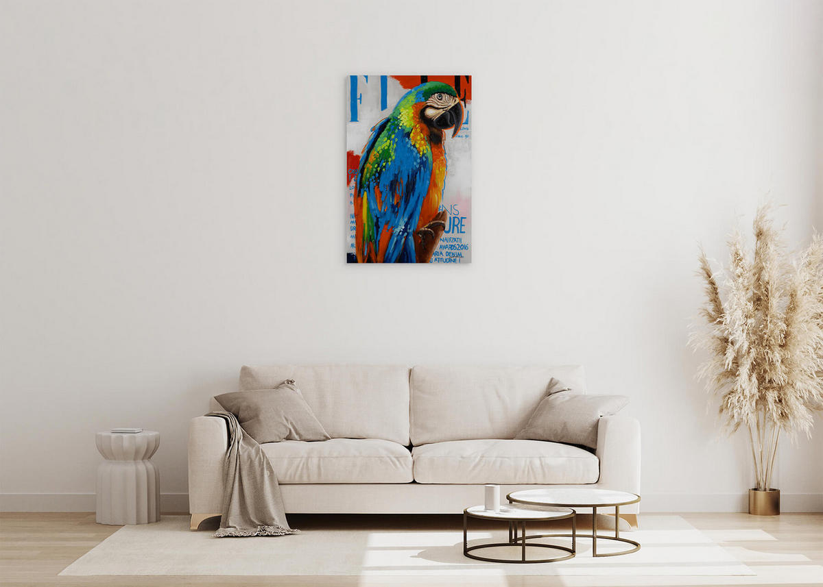 ACRYLBILD HANDGEMALT 60/90 cm - Blau/Gelb, Holz/Textil (60/90cm) - KUNSTLOFT