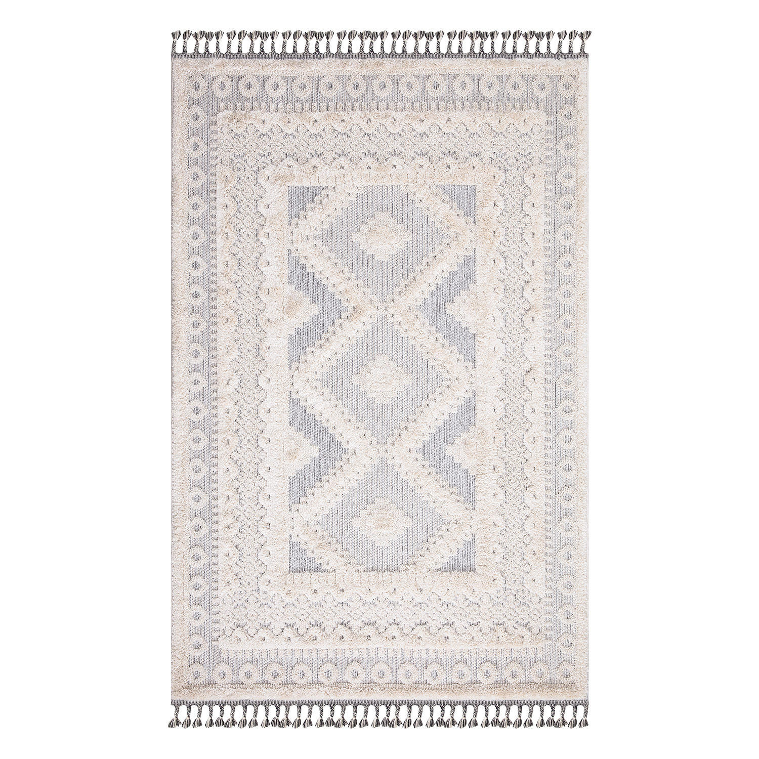 KURZFLOR-TEPPICH Valencia 730 Creme/ Graublau 160x230 cm - Creme, Textil (160/230cm) - carpet city