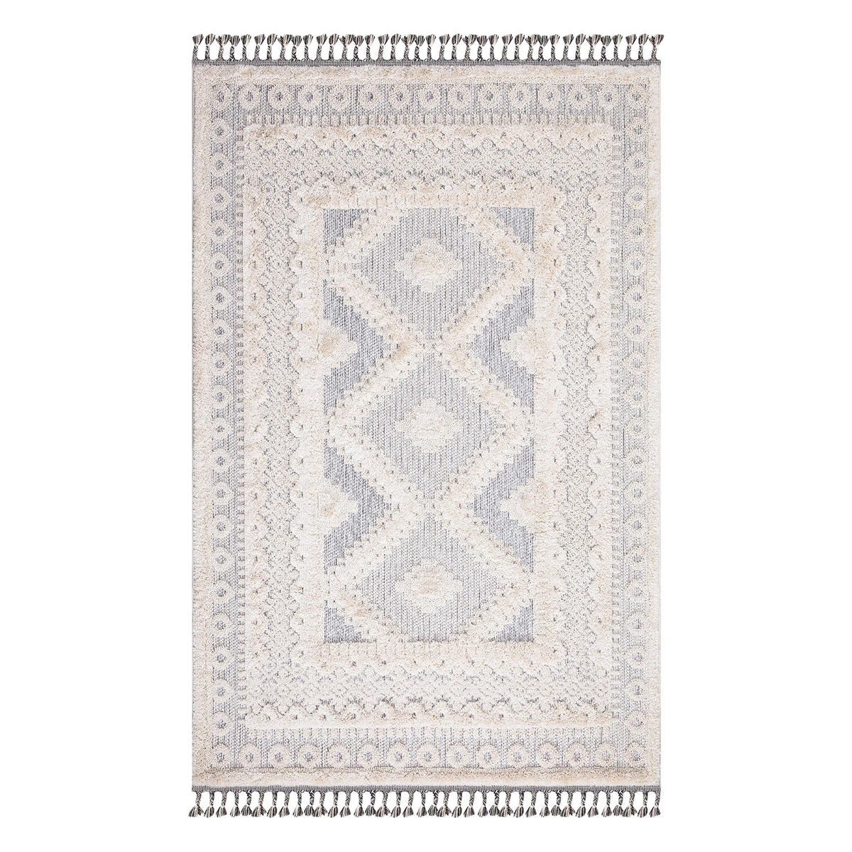 KURZFLOR-TEPPICH Valencia 730 Creme/ Graublau 160x230 cm - Creme, Textil (160/230cm) - carpet city