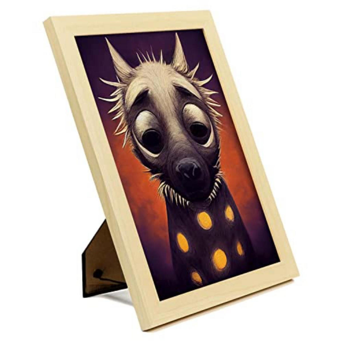 POSTER Set mit 4 Rot Tier im T Burton Goth Stil A4 Rahmen aus hellem Holz - Beige, Papier (29.7/3cm) - Nacnic