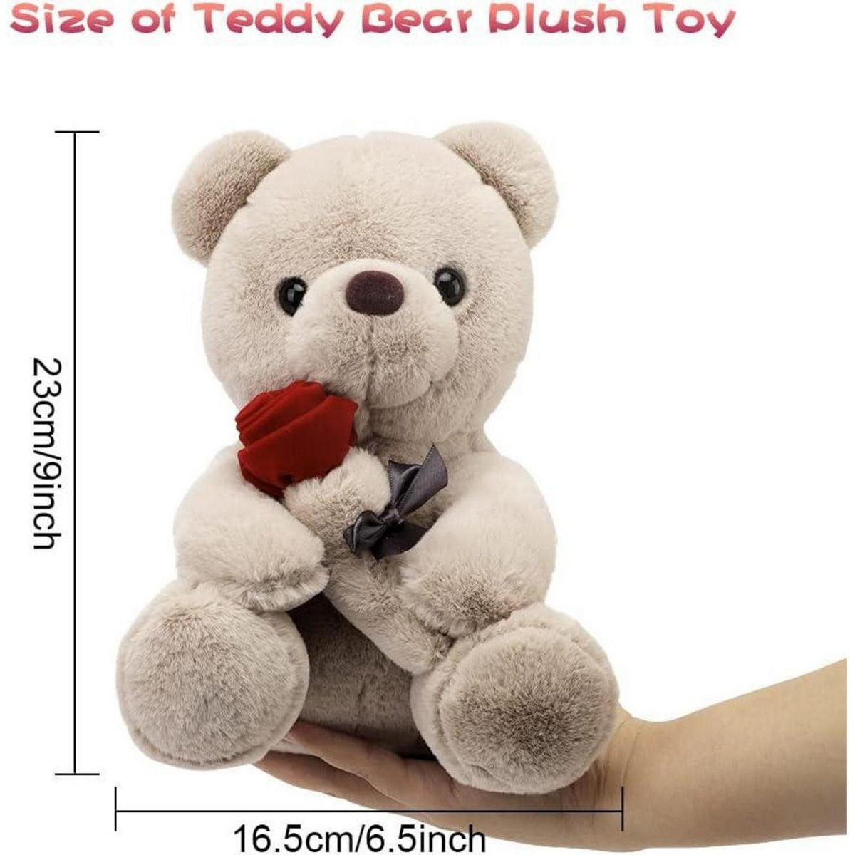 PLÜSCH-TEDDYBÄR mit Rose 23 cm Braun - Braun, Textil (5/10cm)