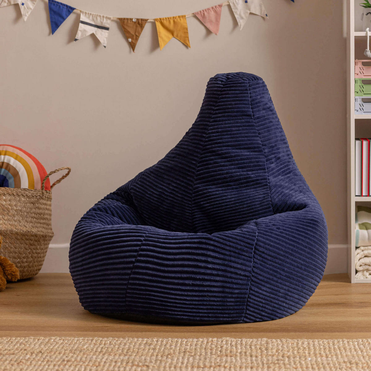 SITZSACK für Kinder Sessel aus Cord 2-tlg. - Dunkelblau, Textil (69/59/65cm) - icon