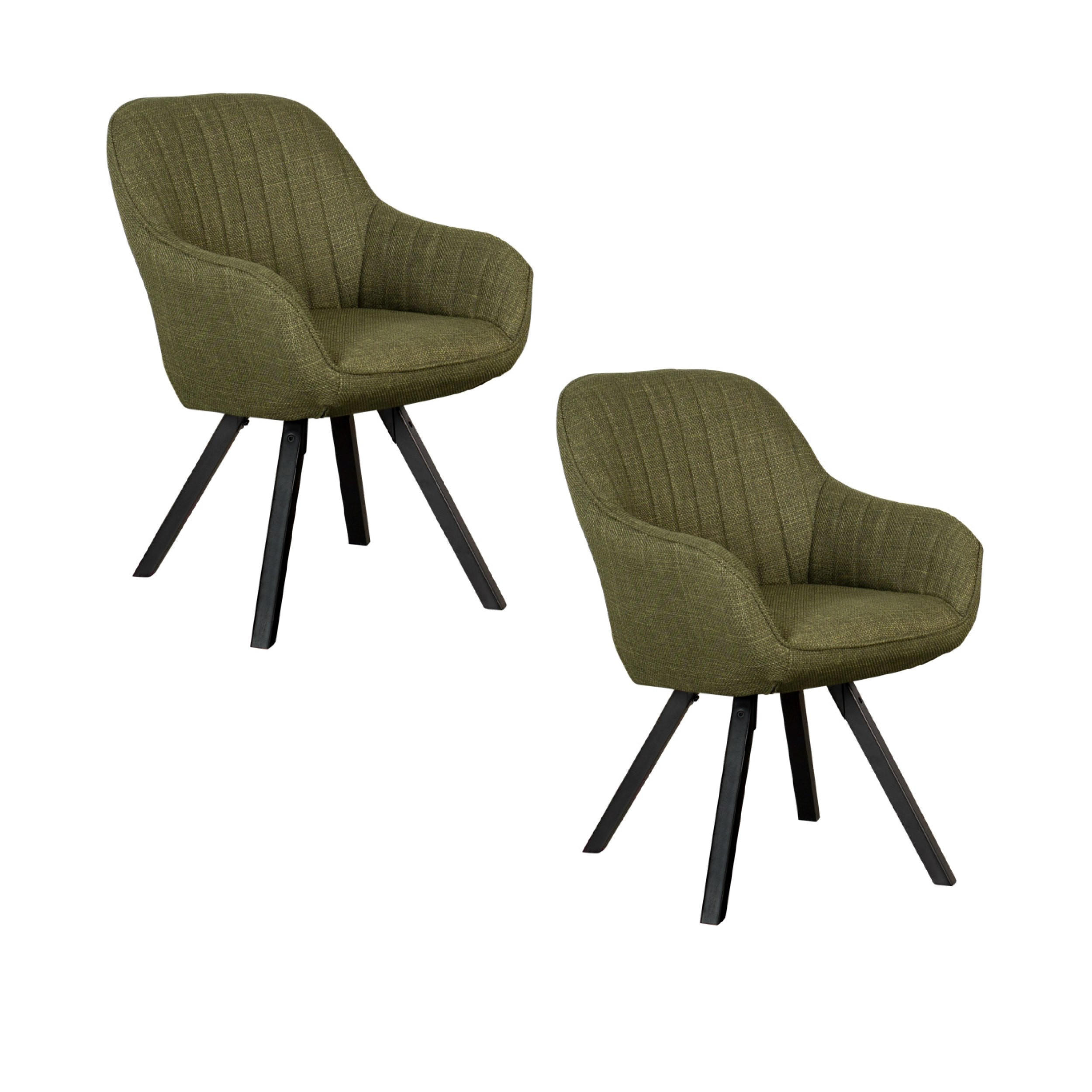 ESSZIMMERSTUHL Matera drehbar 2er-Set - Schwarz/Olivgrün, Textil/Metall (59/84/61cm) - Mr. Deko