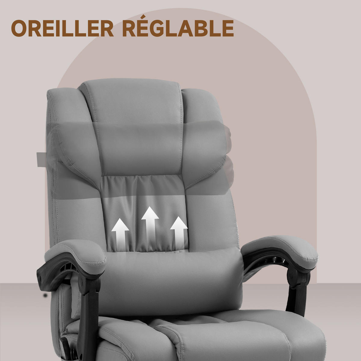 DREHSTUHL DE-11704 Massagefunktion mit Fußstütze & neigbarer Rückenlehne - Grau, Metall (75/122/66cm) - ComfortXL