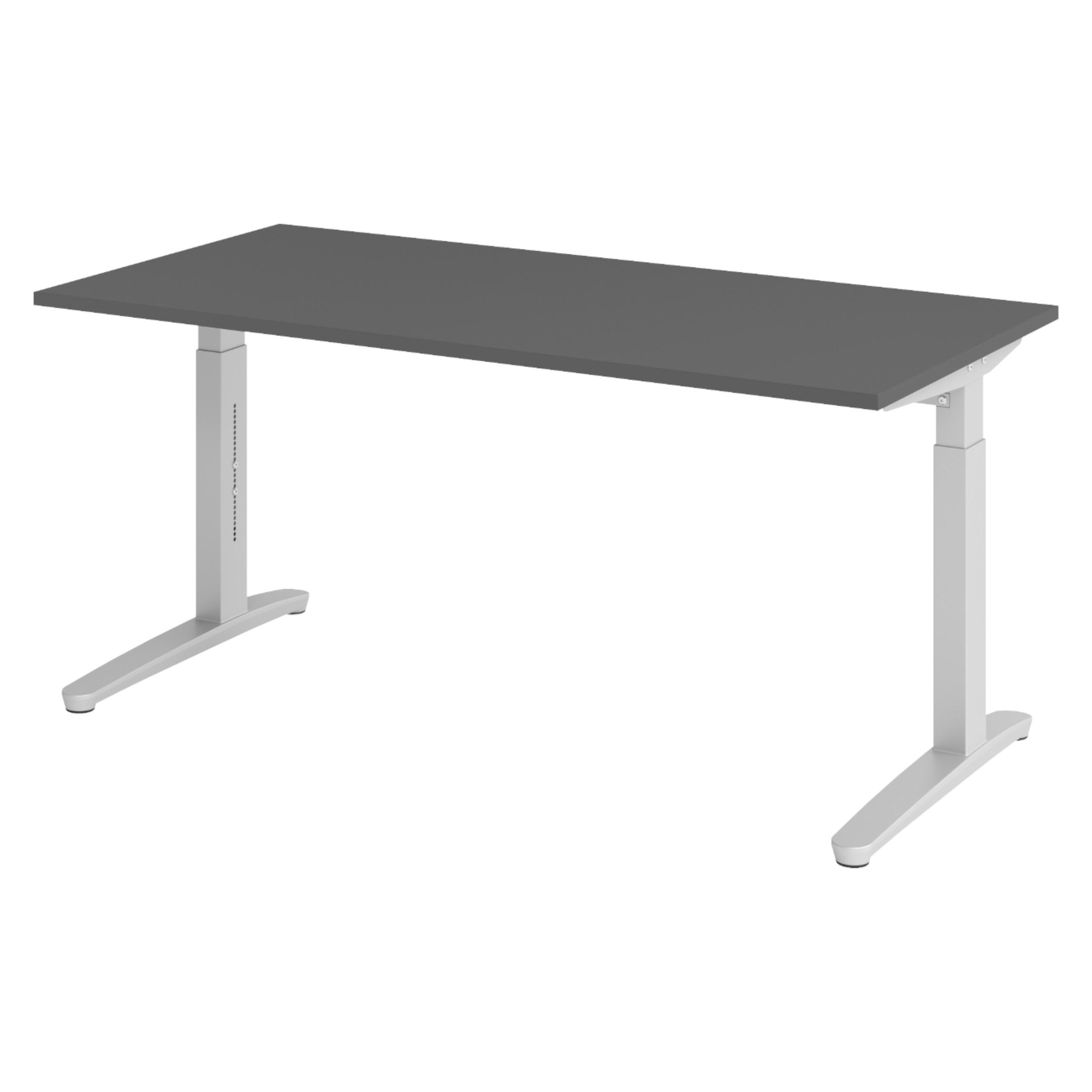 SCHREIBTISCH Serie-XB 80/160/74 cm in Graphitfarben/Silberfarben - Silberfarben/Graphitfarben, Holzwerkstoff (80/160/74cm) - bümö