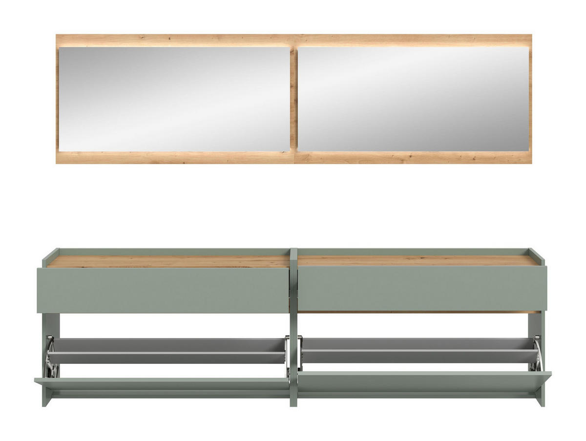 GARDEROBEN-SET DRIVE (B/H/T: ca. 220/192/32 cm) in Salbei/Salbei - Salbeigrün, Holzwerkstoff (220/192/32cm)