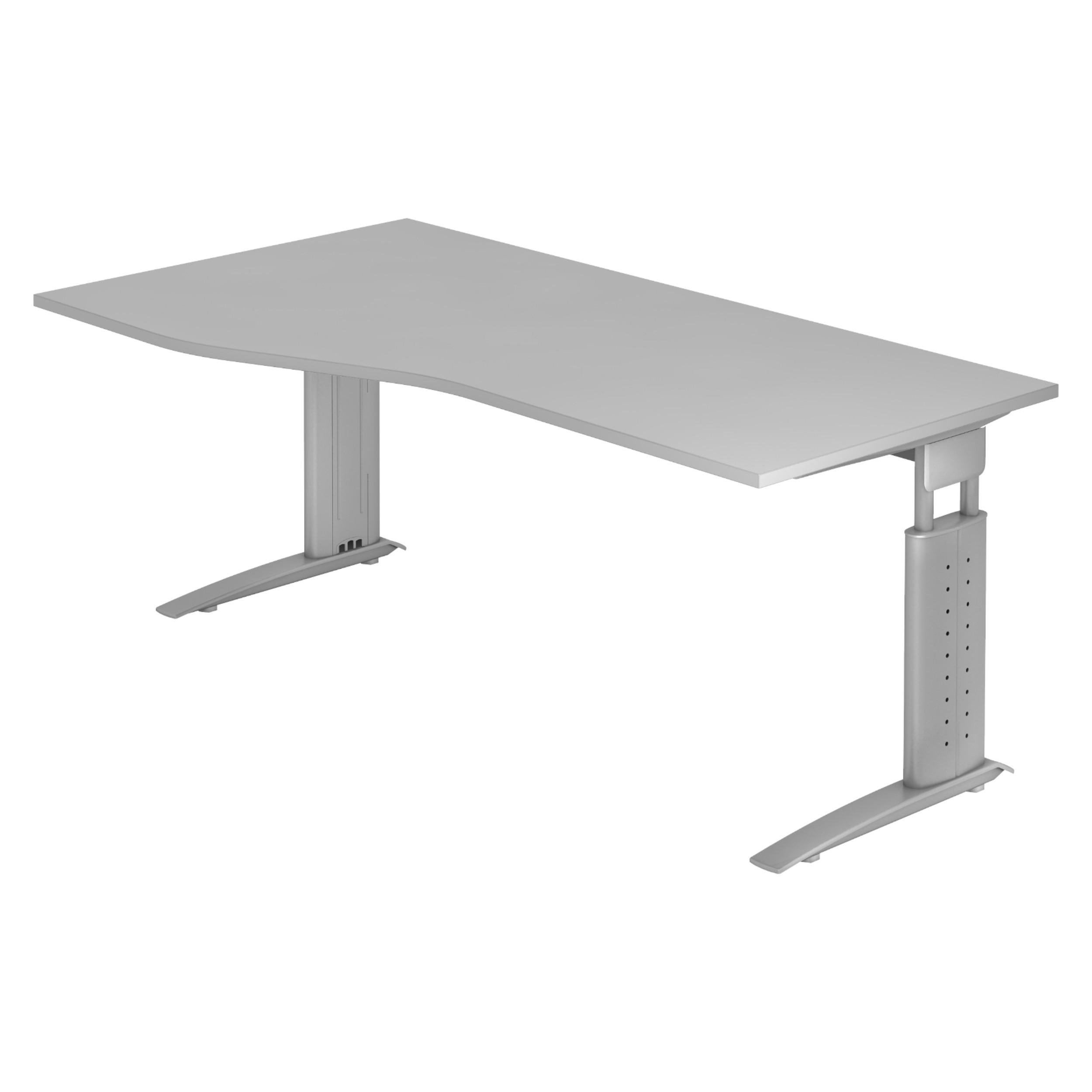 SCHREIBTISCH Serie-U 100/180/74 cm in Grau/Silberfarbengrau - Silberfarben/Grau, Holzwerkstoff (100/180/74cm) - bümö