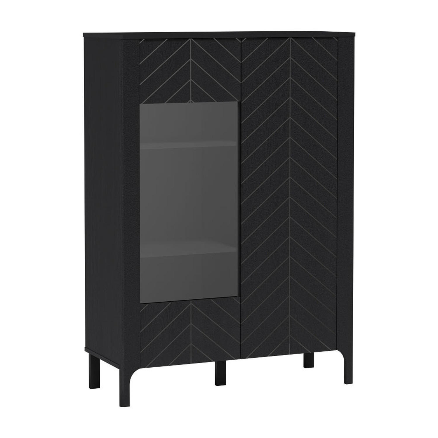 Koseto Vitrine Schwarz 103x145x40.5 cm