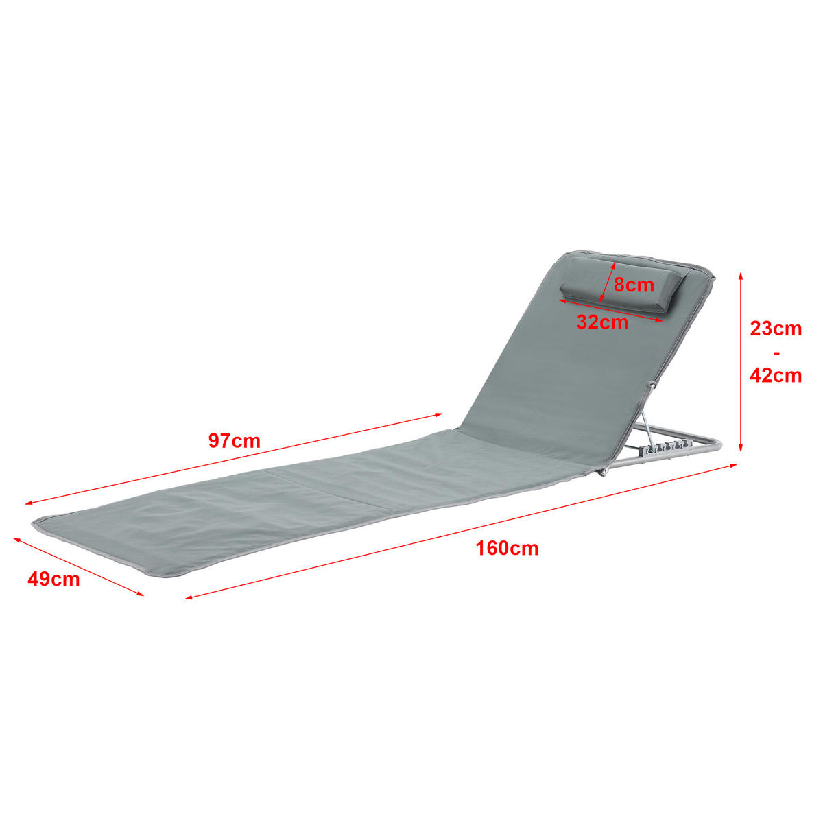 STRANDMATTEN-SET 2 TLG. Cellorigo - Dunkelgrau, Textil/Metall (160/42/49cm) - [en.casa]
