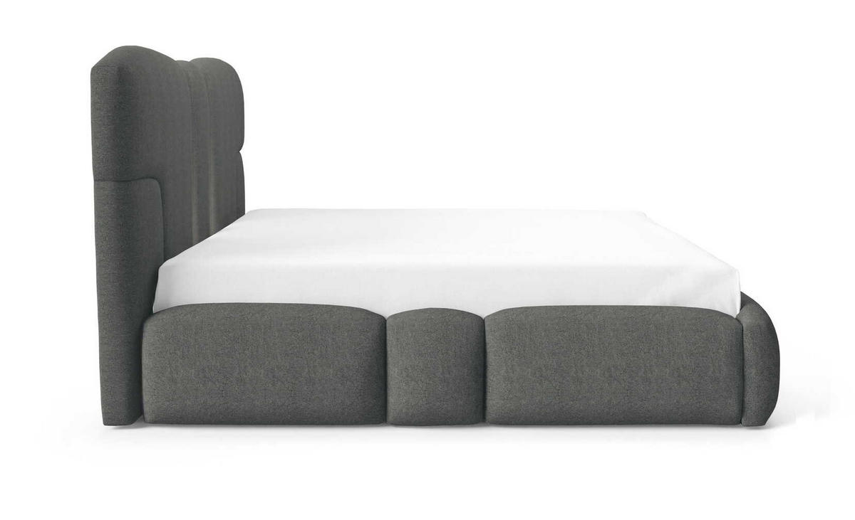 POLSTERBETT 180x200 Safron mit LED, Metall-Lattenrost, Dunkelgrau - Dunkelgrau, Holz/Textil (180/200cm) - Emporius