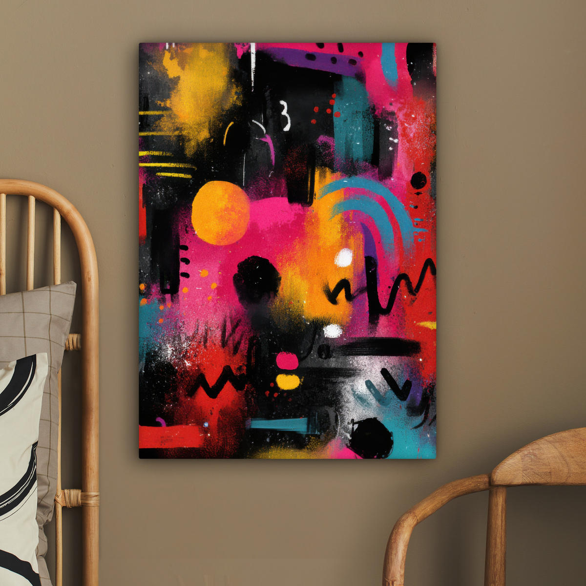 LEINWANDBILD Farbflächen - Formen - Bunt - Abstrakt Wandbild Wohnzimmer 60x80 cm - Pink, Textil (60/80cm) - MuchoWow