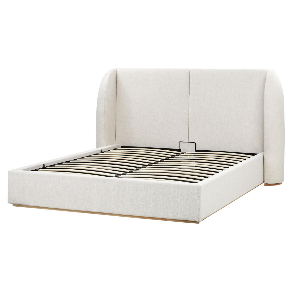 BETT mit Stauraum 160/200 cm Stoff Cremeweiß Monestier - Creme, Textil (160/200cm) - Beliani