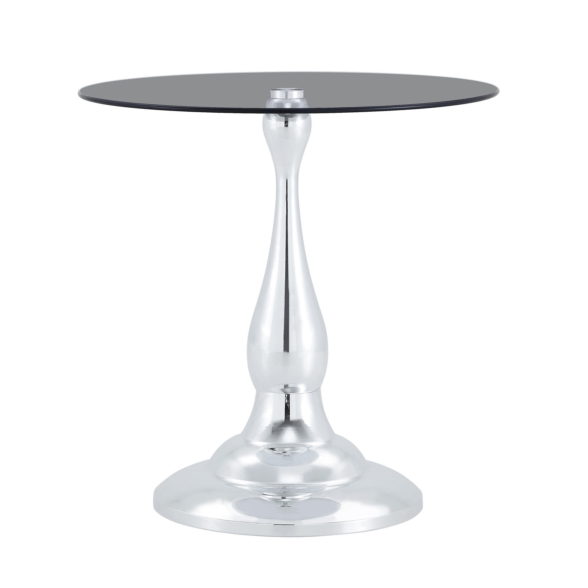 BEISTELLTISCH rund Silber Sicherheitsglas/Metall 50/50/51,5 cm - Silberfarben, Glas/Metall (50/50/51.5cm)