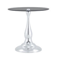 BEISTELLTISCH rund Silber Sicherheitsglas/Metall 50/50/51,5 cm - Silberfarben, Glas/Metall (50/50/51.5cm)